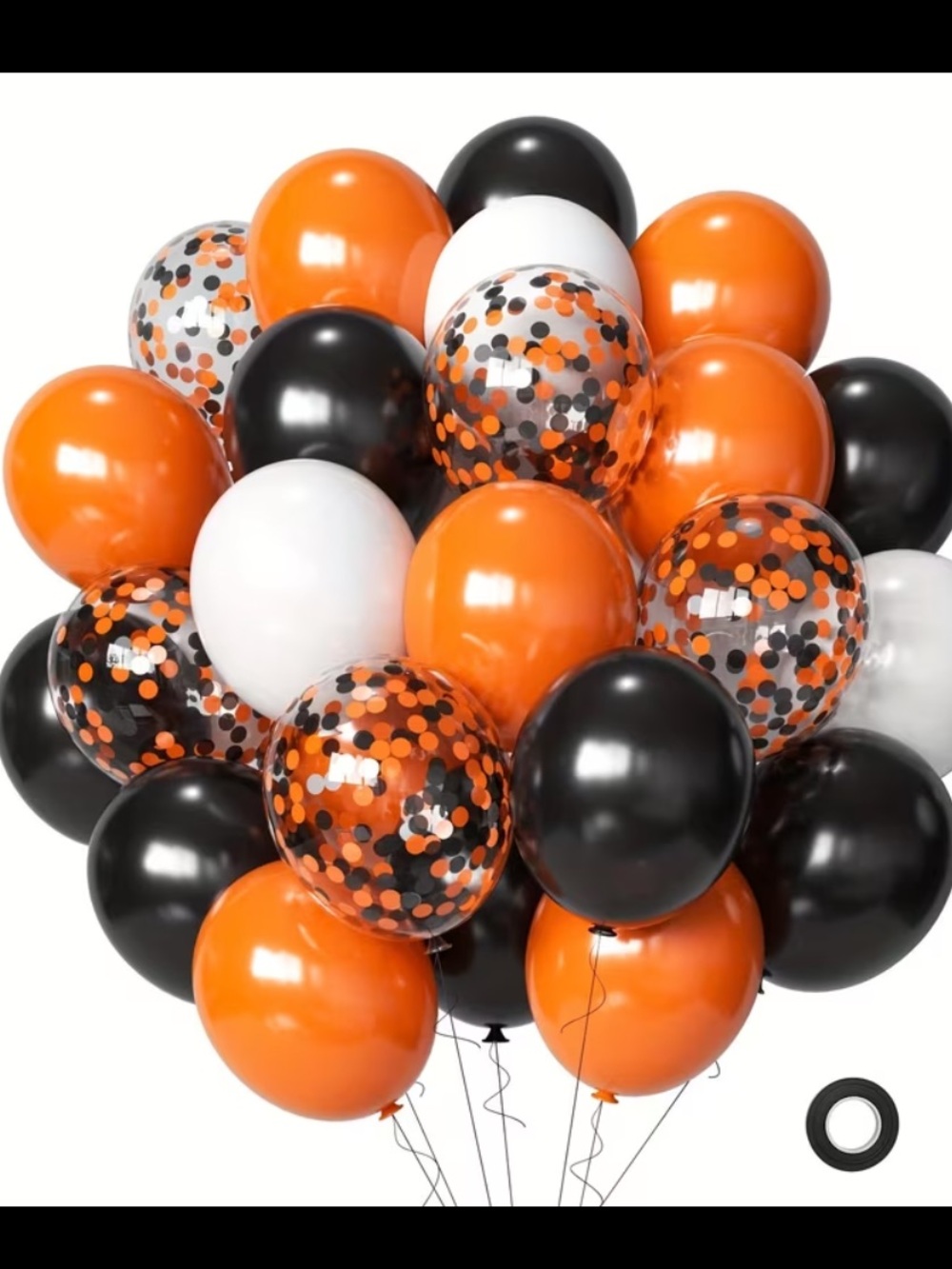 NEW! Halloween Orange Black White Clear Confetti Party Balloon Birthday Kit $30
